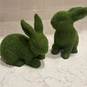 Bunnies, 2 faux grass bunnies